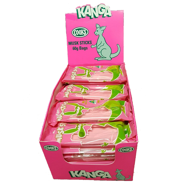 Kanga Musk Stick Bags 60g Box | Cooks Confectionery